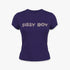 Navy blue Sissy Boy girls baby tee with a textured grey and pearl &