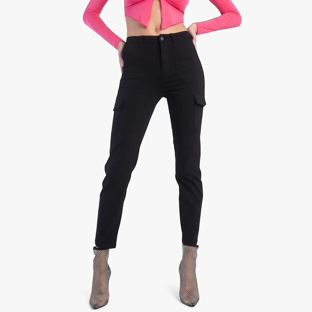 Sissy Boy High Waist Slim Leg Cargo Pants Black | Sissy Boy