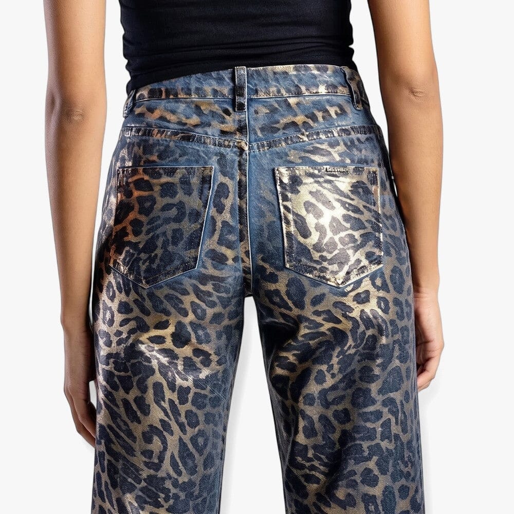 Sissy Boy High Waist Wide Leg Jean Leopard Foil Med Vintage | Sissy Boy