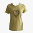 Sissy Boy pale yellow regular tee with a sparkling bling heart embroidered logo on the chest, front view.