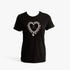 Black Sissy Boy regular fit tee with a silver bling heart embroidered logo on the chest, showcasing radiant and dangling