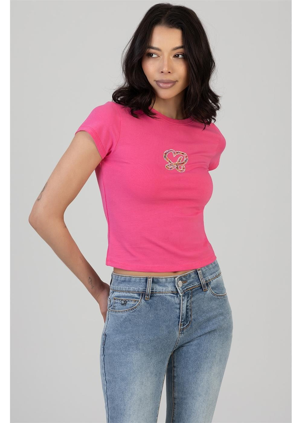 Sissy Boy Wild Heart Baby Tee Bright Pink