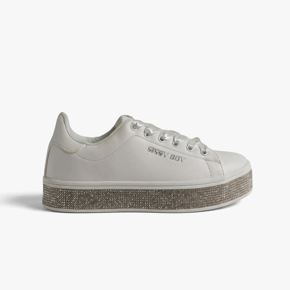 Sissy Boy Womens Duchess Bling Sneaker White | Sissy Boy
