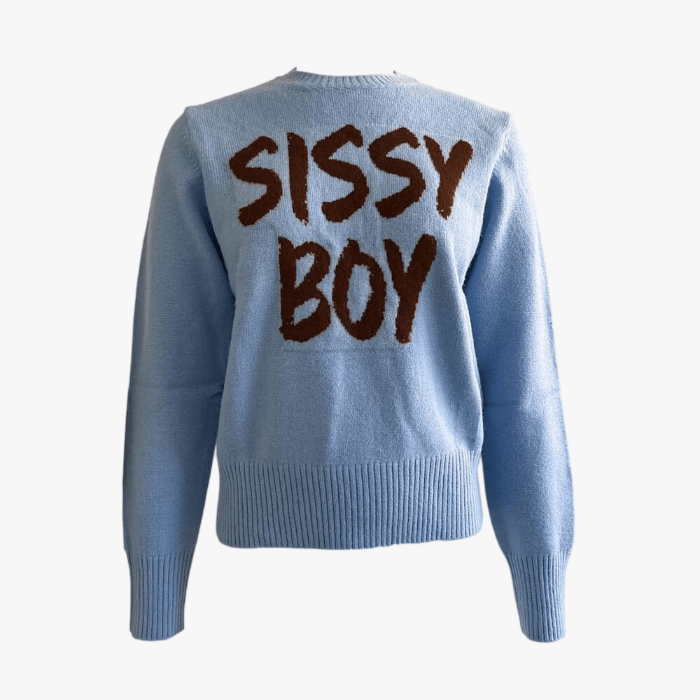 Sissy Boy Womens Play It Cool Knit Sweater Blue Brown | Sissy Boy