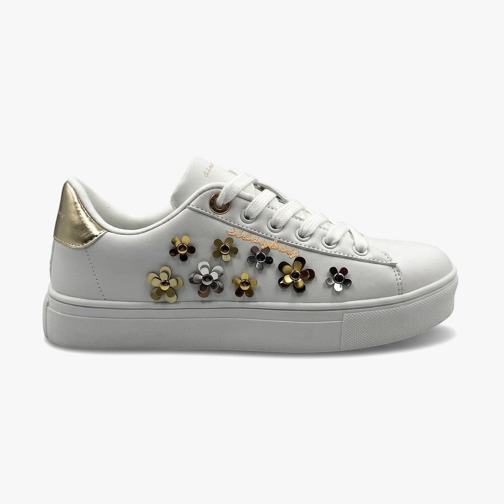 Sissy Boy Womens Tinley Sneakers 3D Flower Sneaker White | Sissy Boy