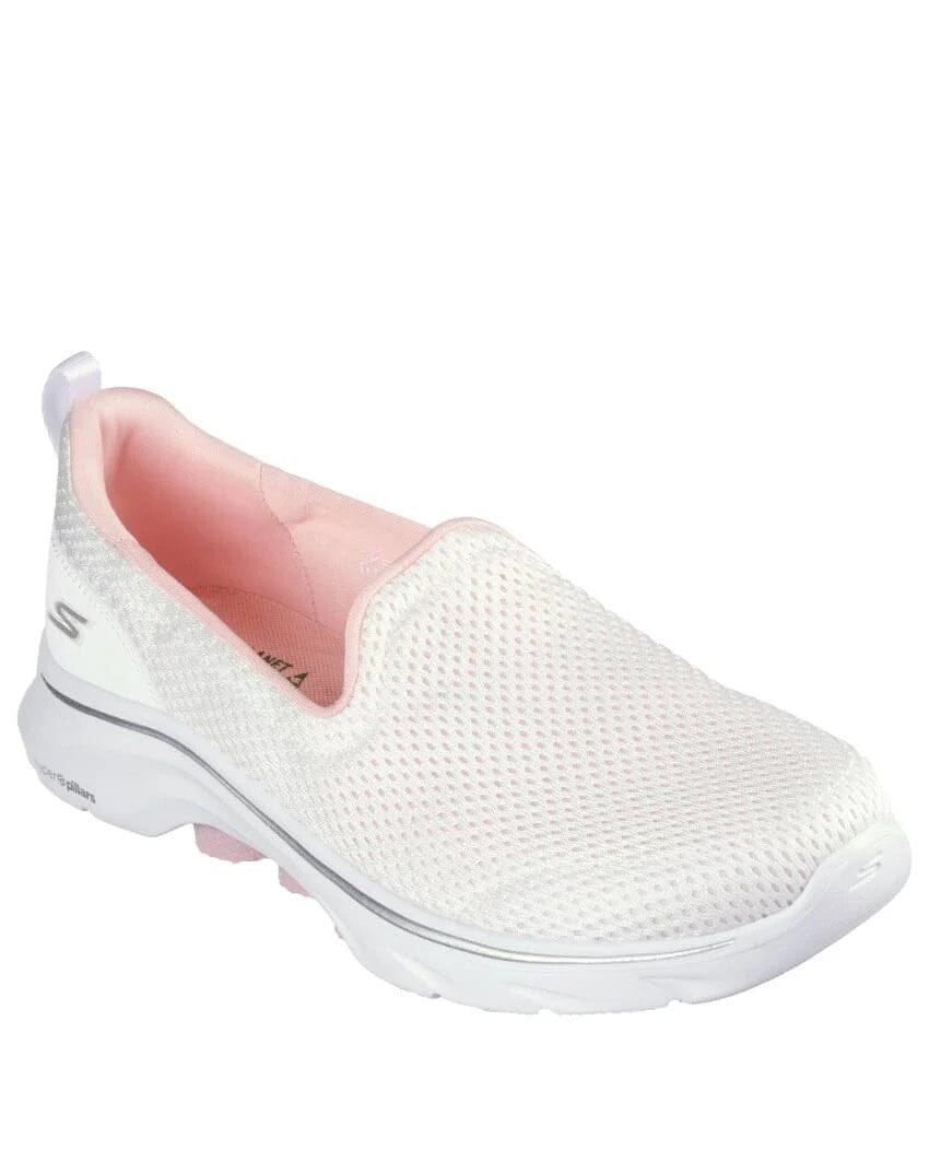 Skechers Womens Go Walk 7 Shoe White Pink | Skechers