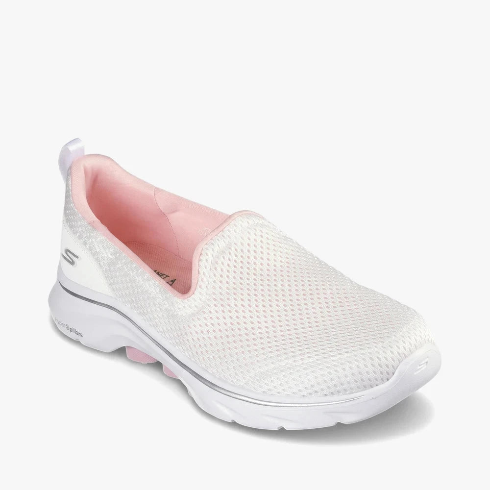 Skechers Womens Go Walk 7 Shoe White Pink | Skechers