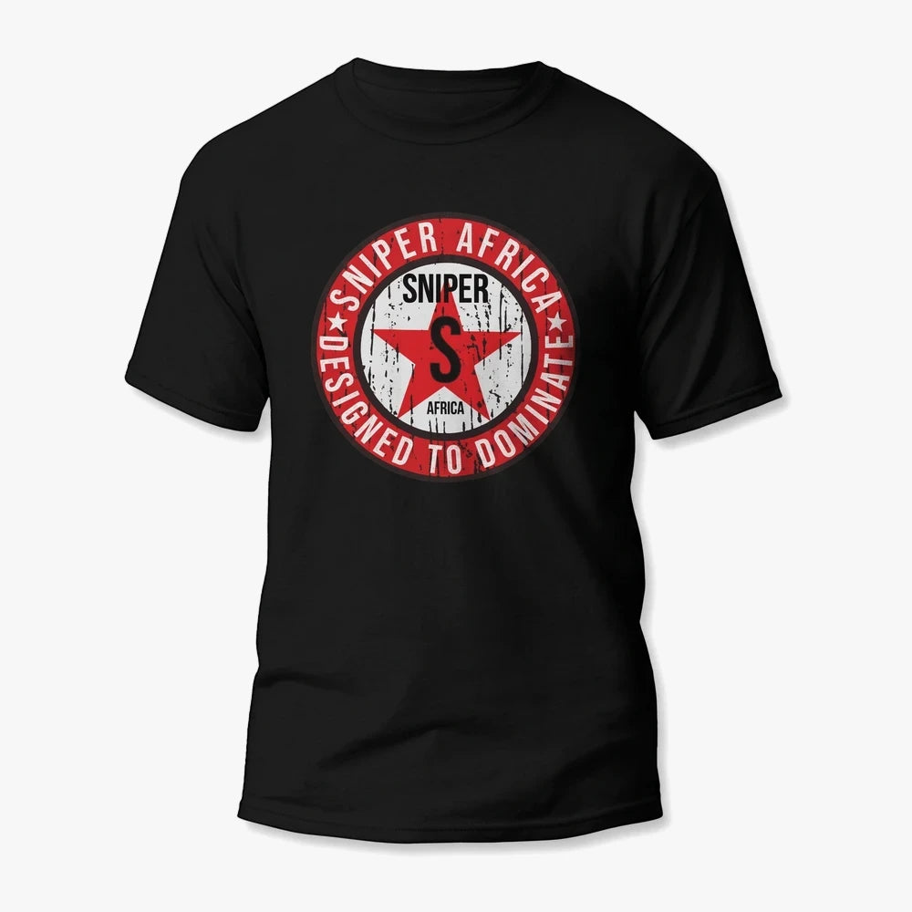 Black Sniper Boys short sleeve tee with a distressed red star graphic and &