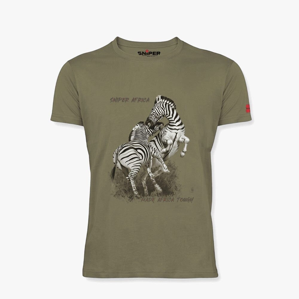 Sniper Mens Zebra Short Sleeve Tee Khaki | Sniper