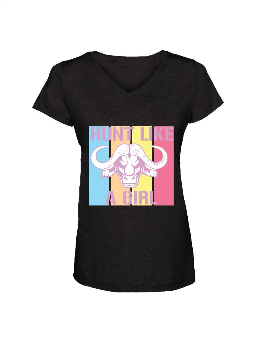 Sniper Womens Hunt Like A Girl Short Sleeve Tee Black