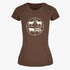 A front view of a brown Sniper Womens Retical Tee with a white circular graphic featuring African animals.