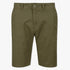 Olive green Soviet Boys Chino Shorts, classic style with a single button closure and belt loops, shown in a front view.