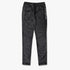 Black Soviet Boys Urban Trackpants with a drawstring waist, viewed flat-lay. Ideal for comfortable casual wear or athletic