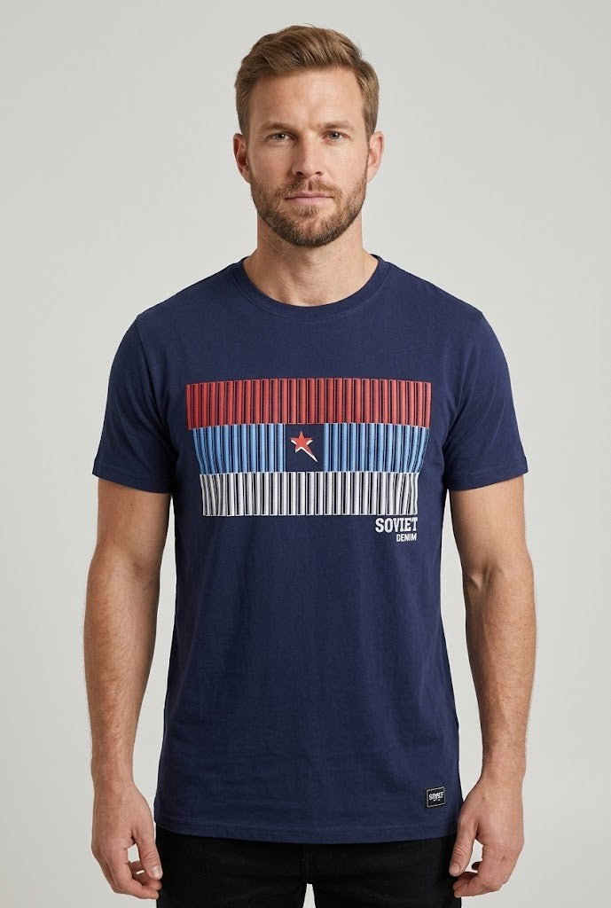 Soviet Mens Damian Short Sleeve Tee Navy