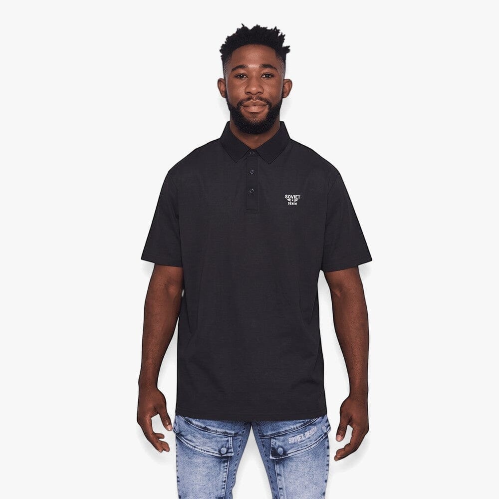 Soviet Mens Mazara Short Sleeve Fashion Golfer Black | Soviet