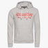 Superdry Mens Vintage Travel Hoodie in zinc grey with a red logo print and front kangaroo pocket.