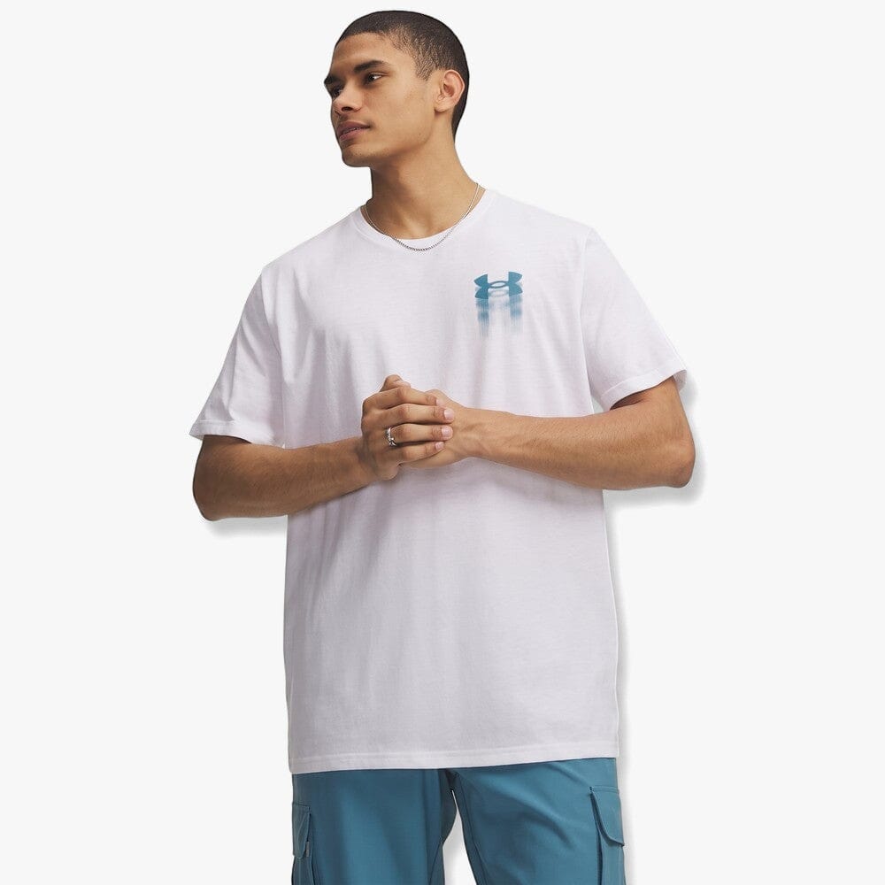 Under Armour Mens Blur Logo Tee 100 White | Under Armour