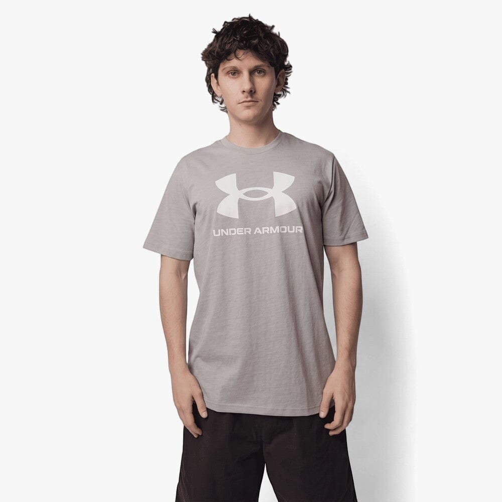 Under Armour Mens Sportstyle Logo Short Sleeve Tee 037 Steel Light Grey | Under Armour