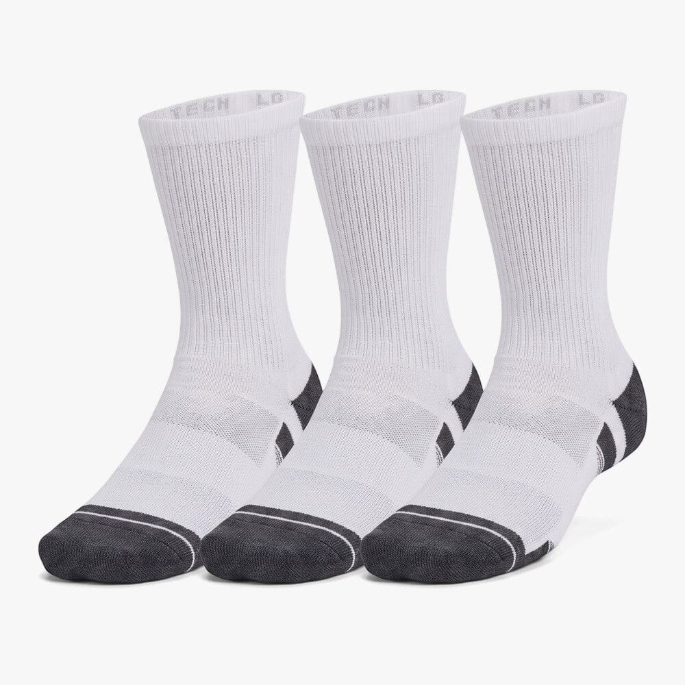 Under Armour Perf Tech 3 Pack Crew Socks White | Under Armour