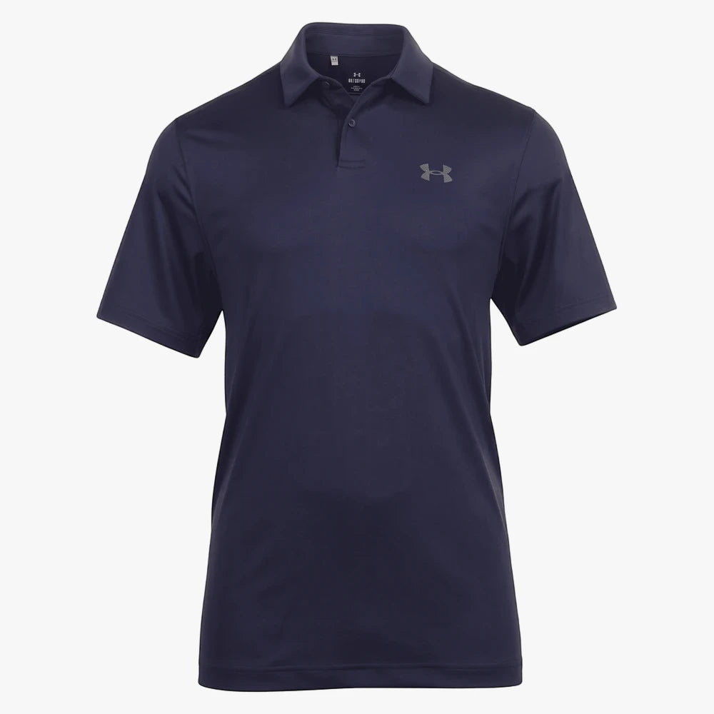 Under Armour T2g Short Sleeve Polo in navy blue, featuring a performance fabric and three-button placket, front view.
