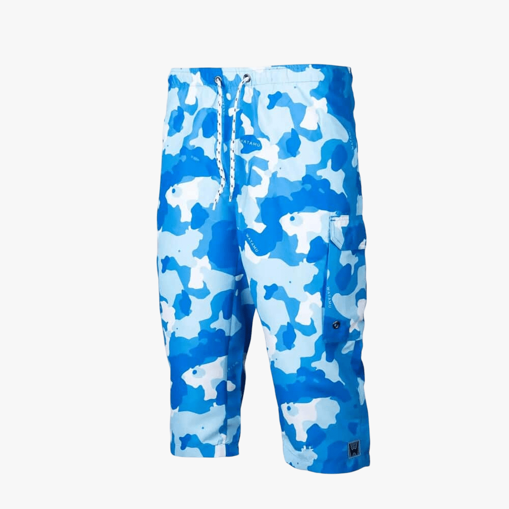 Watamu Mens Inhance 3/4 Swim Shorts Blue Camo | Watamu