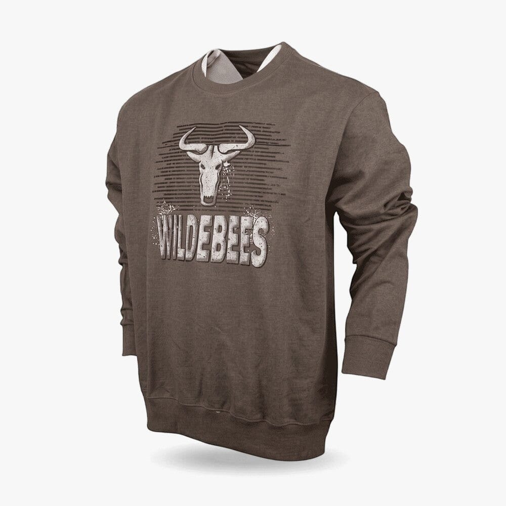 Wildebees Mens Concrete Crew Splatter Crew Sweater Light Olive Mel | Wildebees