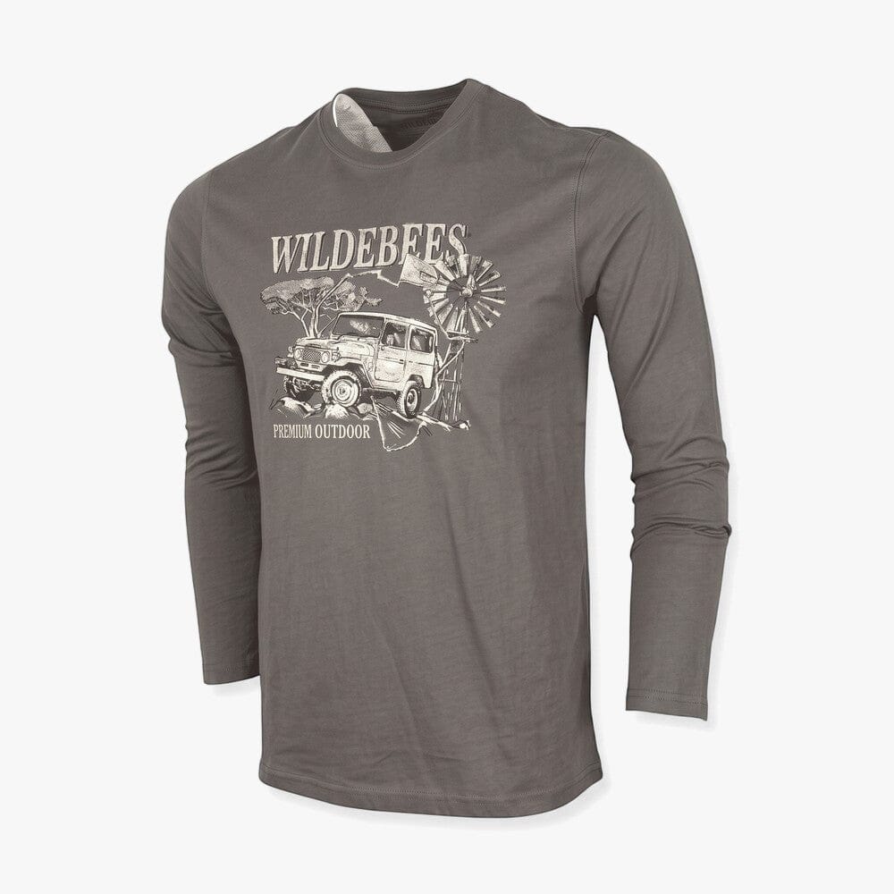 Wildebees Mens Cruising Africa Long Sleeve Tee Pewter | Wildebees