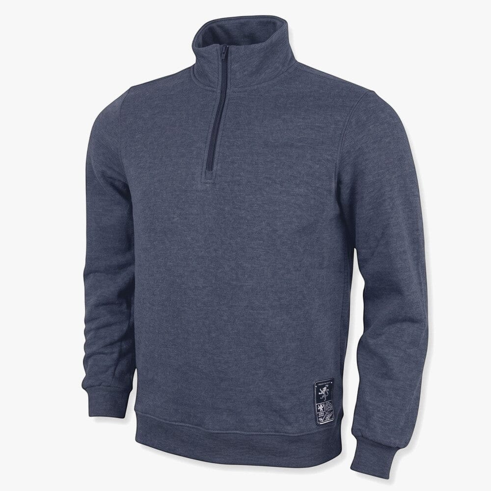 Wildebees Mens 1/4 Zip Fleece Sweater Denim Mel | Wildebees