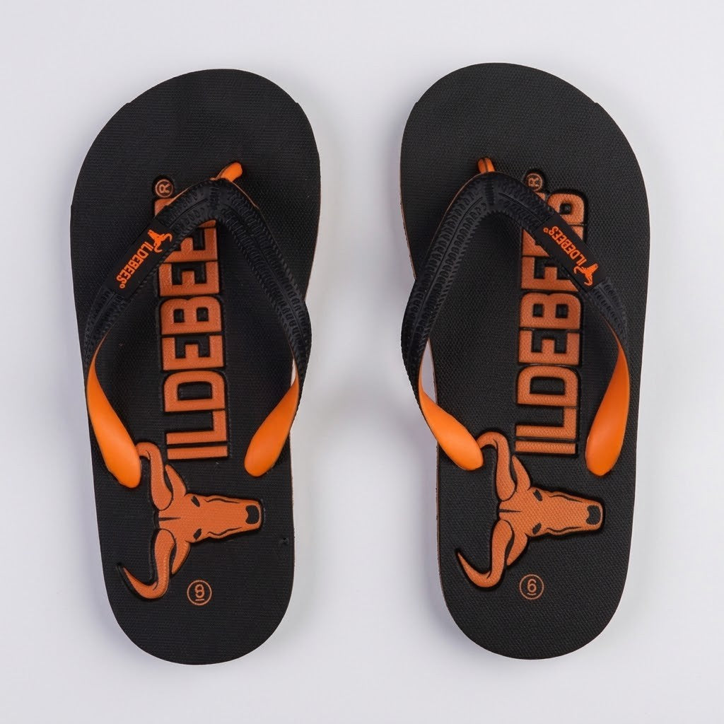 Wildebees Mens Flounder Sandal Black Orange