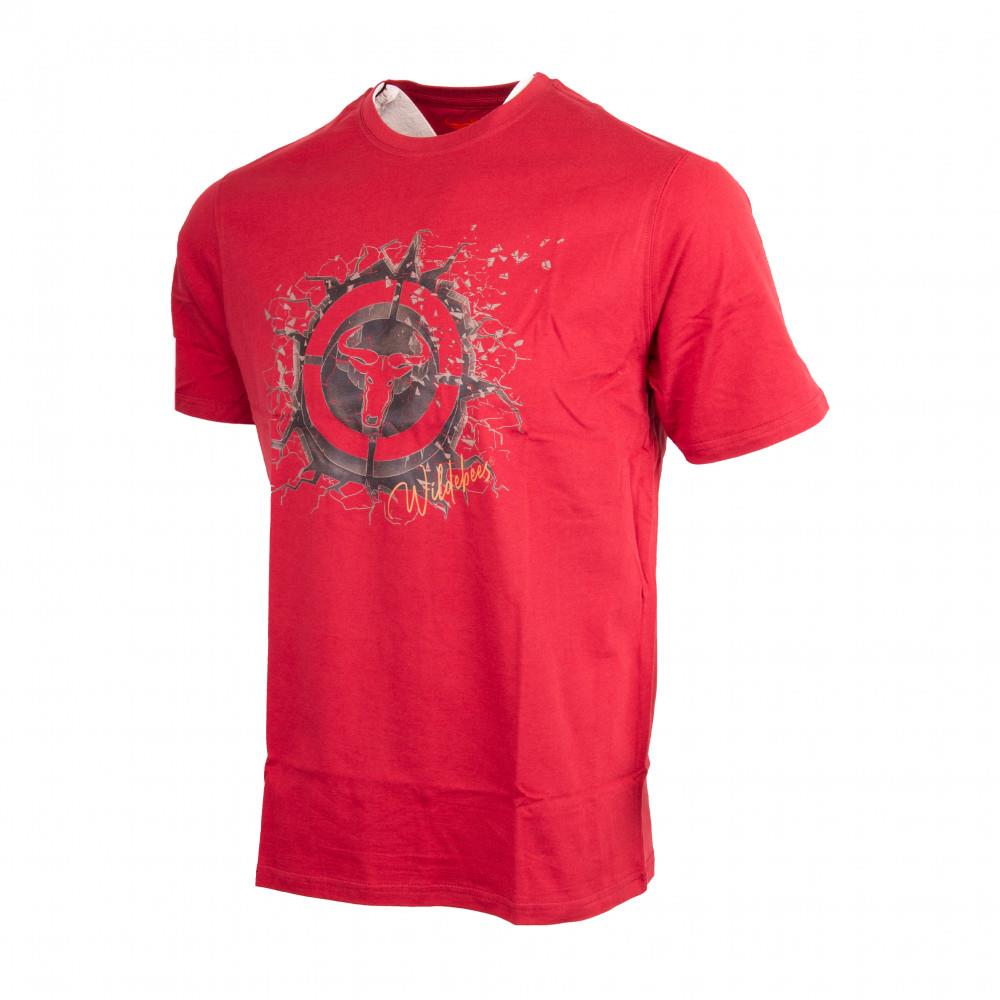 Wildebees Mens Mud Crack Short Sleeve Tee Carmine