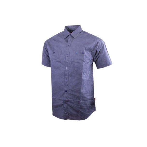 Wildebees Mens Plain Poplin Short Sleeve Shirt Smokey Haze