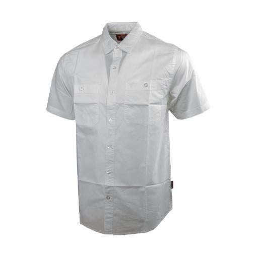 Wildebees Mens Plain Poplin Short Sleeve Shirt White