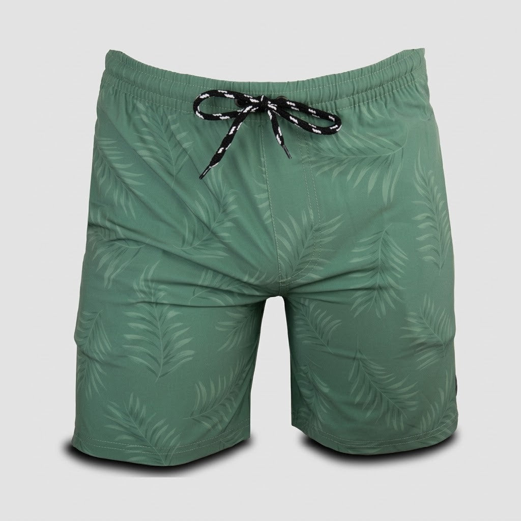 Wildebees Mens Printed Swim Shorts Olive