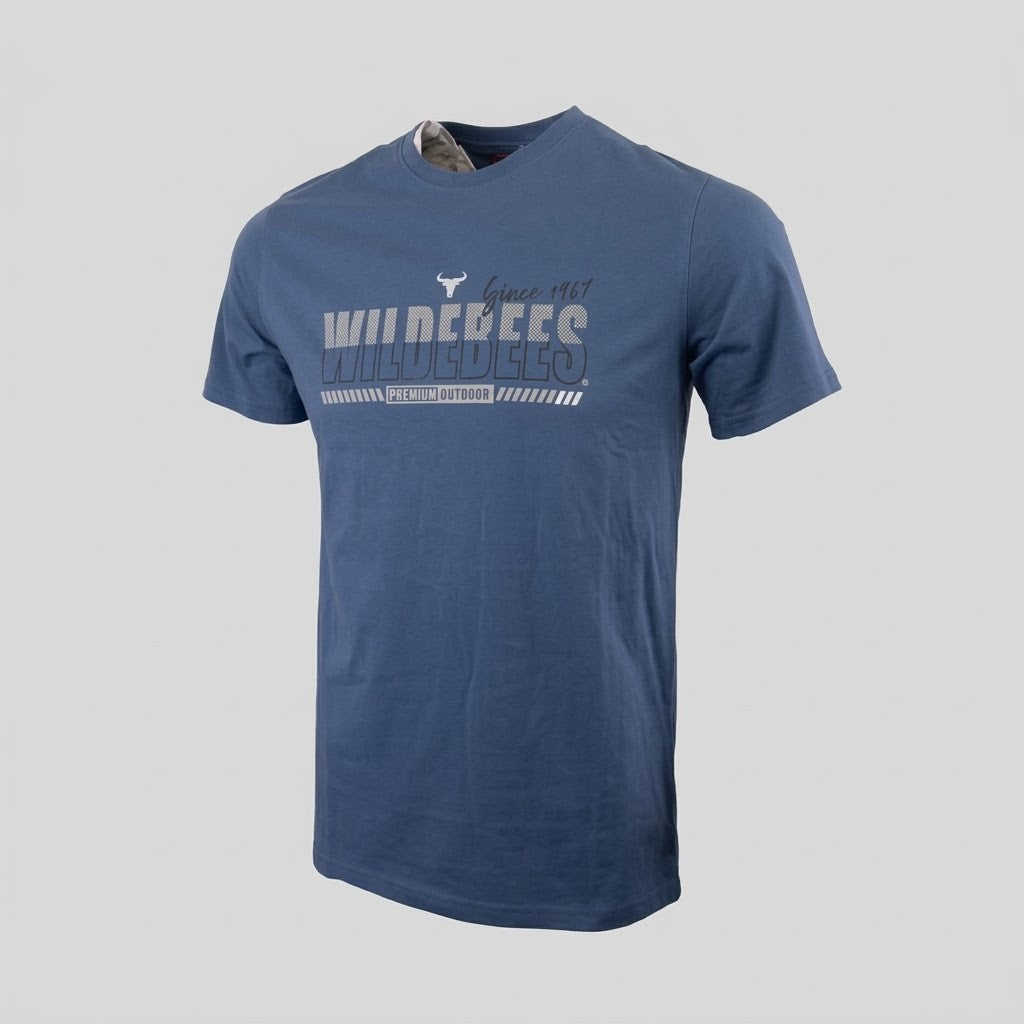 Wildebees Mens Split Statement Tee Airforce Blue