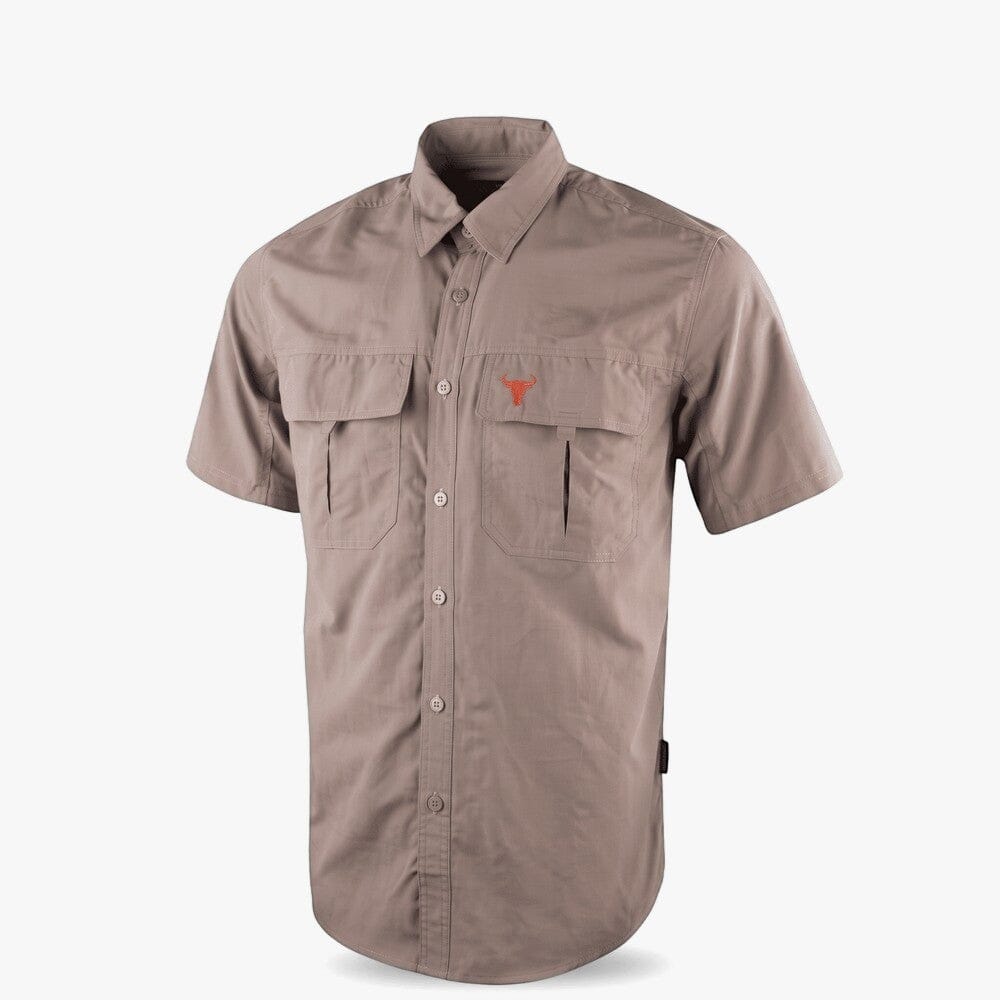 Wildebees Mens Tech Short Sleeve Vented Shirt Khaki | Wildebees