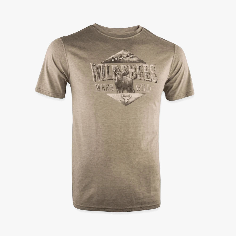 Wildebees Mens Woodlook Short Sleeve Tee in Oasis, featuring a &