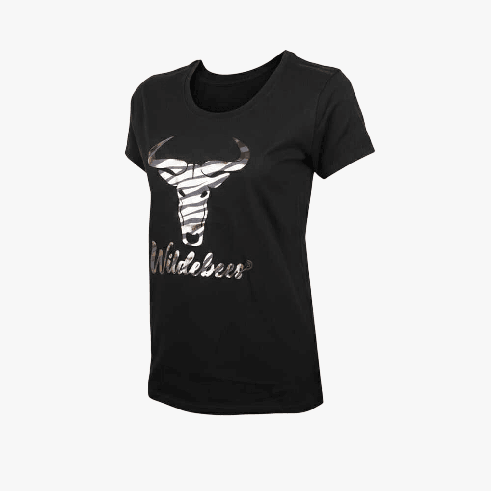 Wildebees Metallic Zebra Logo Tee Black | Wildebees