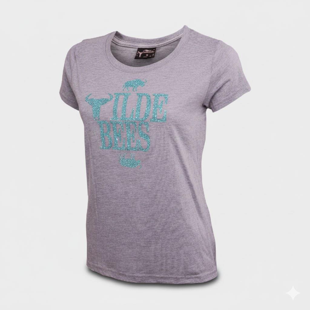 Wildebees Womens Carviar Sequins Short Sleeve Tee Grey Mel