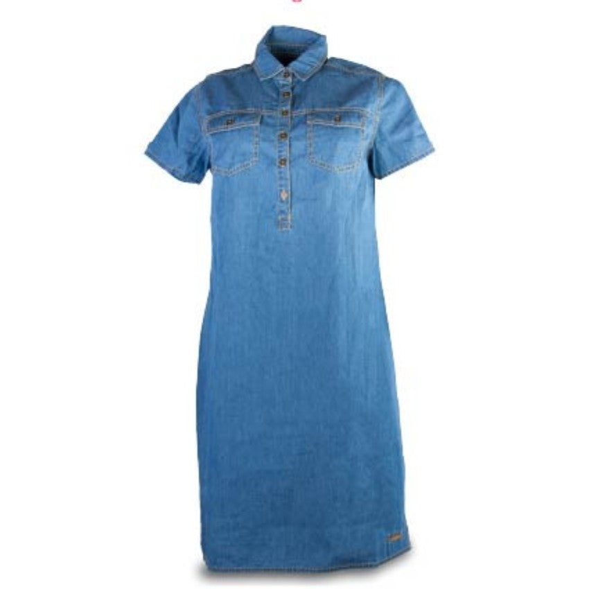 Wildebees Womens Denim Dress Indigo Stone Wash