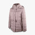 Wildebees Womens Hooded Puffer Jacket in pebble stone, featuring a quilted design and faux fur-lined hood.
