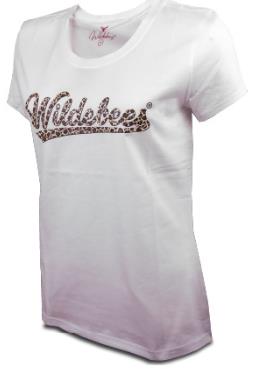 Wildebees Womens Leopard Swoosh Short Sleeve Tee White