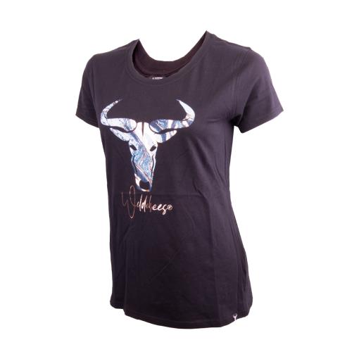 Wildebees Womens Marble Logo Tee Black