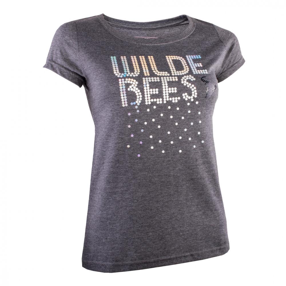 Wildebees Womens Sprangles Drip Short Sleeve Tee Charcoal Mel