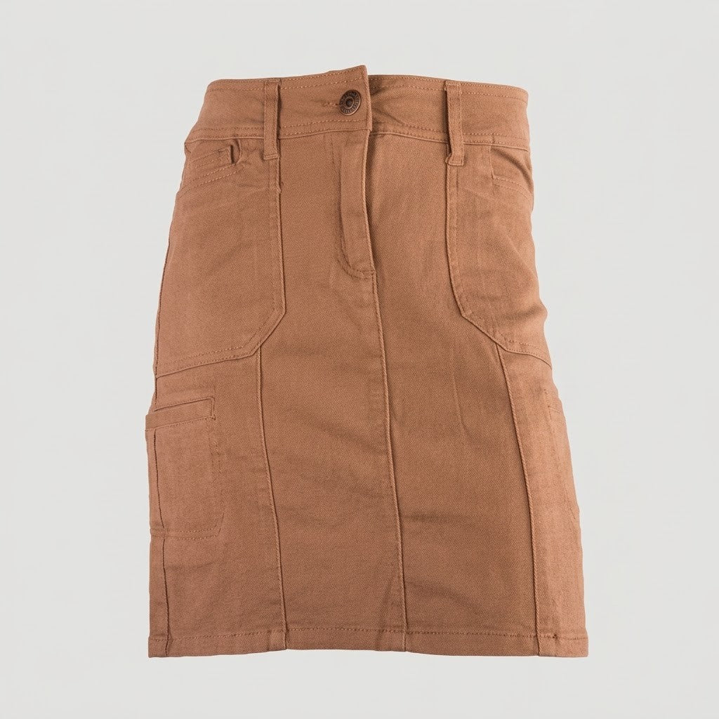 Wildebees Womens Stretch Cargo Skirt Caramel