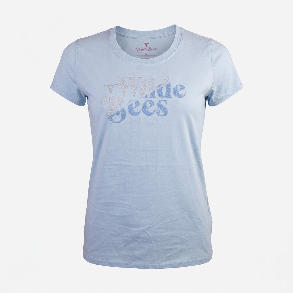 Wildebees Womenssplit Embroid Tee Tif Blue